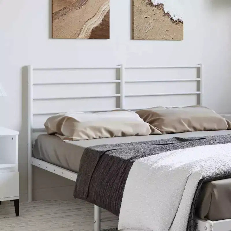 Durable Metal Headboard, Modern Style, White, Full