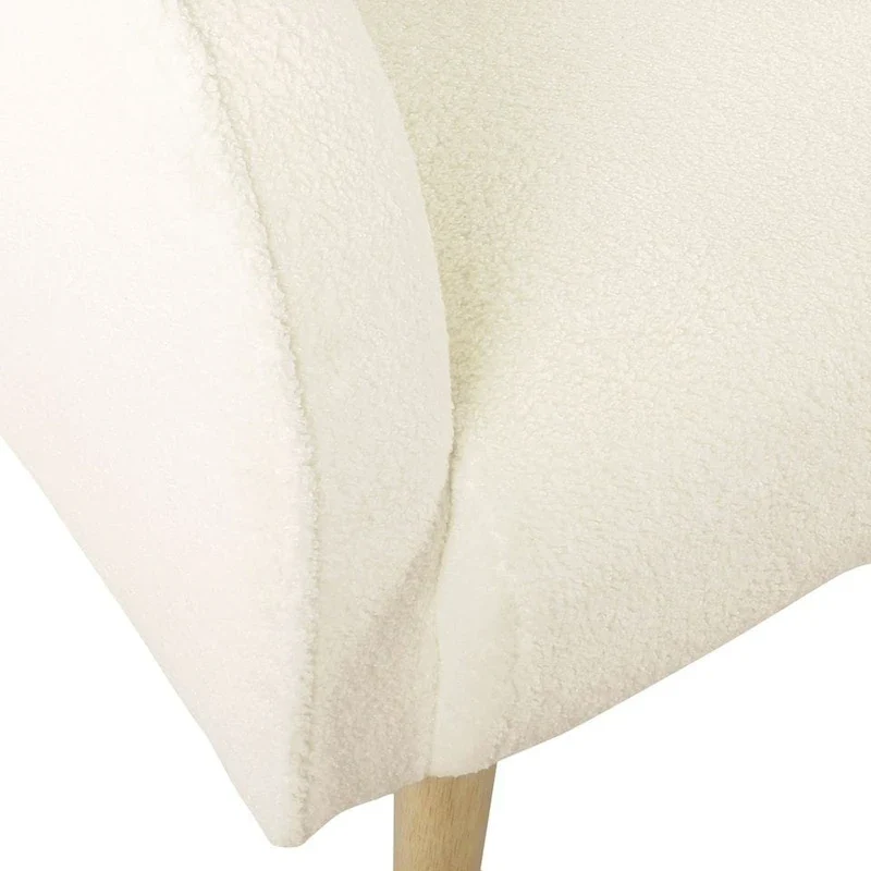 HomePop Sherpa Accent Chair with Wood Legs - Cream
