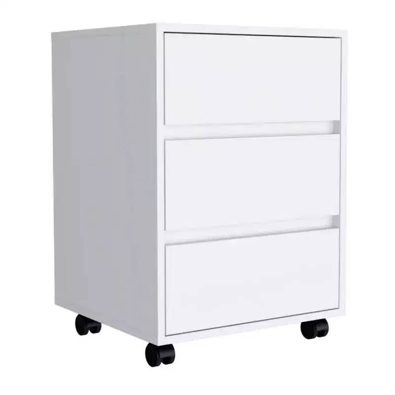 Nantong File Cabinet White - Boahaus: Modern Office Drawers, 3-Drawer Storage, Wood Laminate, Painted Finish