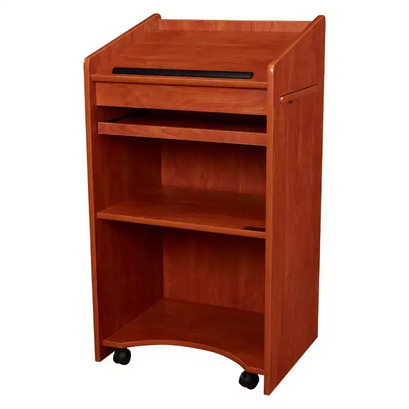 Executive-Style Lectern with Slide-Out Shelf
