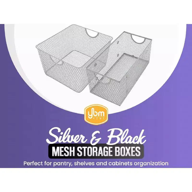 Black Mesh Open Storage Basket, Pack of 6