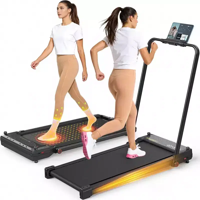 KRISRATE 3-in-1 3.5HP Walking Pad Treadmill w/ Foot Massage & Handle Bar, DualSided Compact Walking Pad, Foldable Treadmill for Home Gym