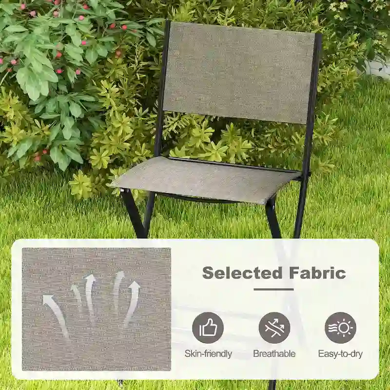 Gymax Folding Bar Stools Set of 2 Patio Sling Chairs w/ Backrest