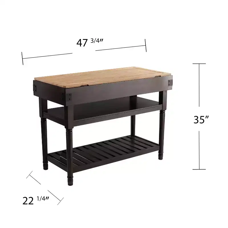Kitchen Island with Butcher Block Top, Smoked Ash/Natural