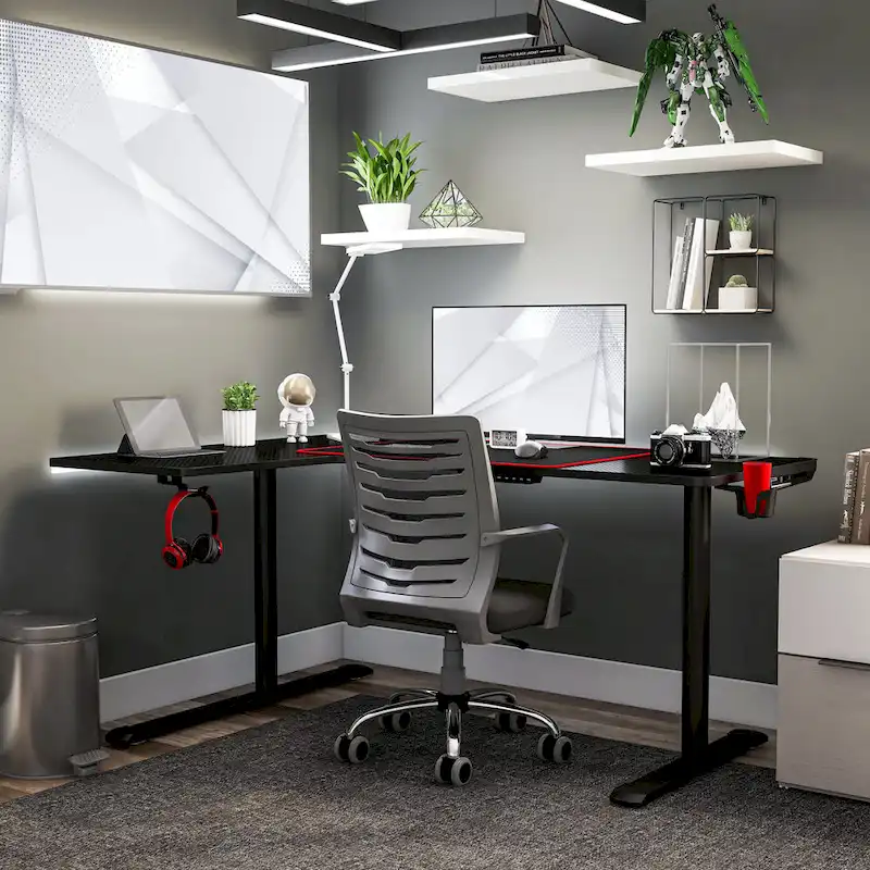 Devan Contemporary Black 65-inch Metal Computer and Gaming Desk by Furniture of America
