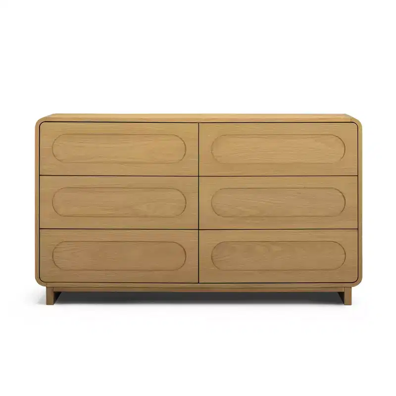 Modern 6-Drawer Wood Dresser, Storage Cabinet with Push-Open Drawers