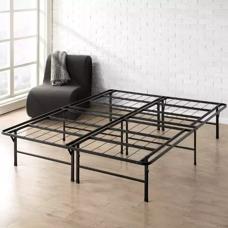 14 in Premium Steel Platform Bed Frame, Black, California King, 76x80x14 in