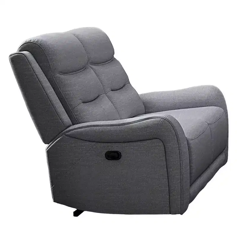 Royal Hampton Manual Recliner Loveseat, Scrolled Arms, 40 Inch, Solid Wood, Gray