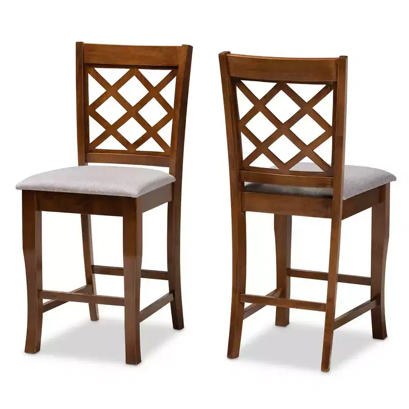 Set of 2 Aria Pub Chair Gray/Walnut - Baxton Studio