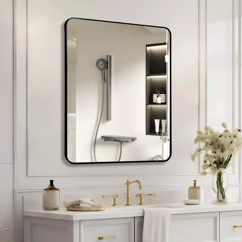 Whisen 30x36 Inch Rectangular Bathroom Wall Mirror, HD Glass with Anti-Rust Aluminum Frame