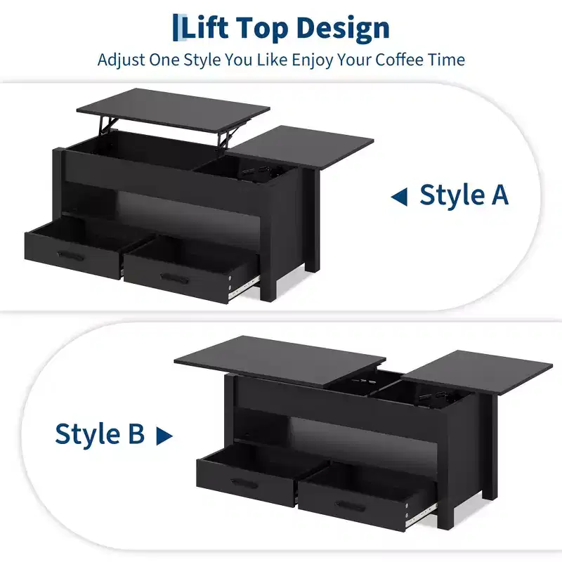 Wood Coffee Table - Adjustable Coffee Table, Height Adjustable Coffee Table, Modern Coffee Table, Stylish Coffee Table