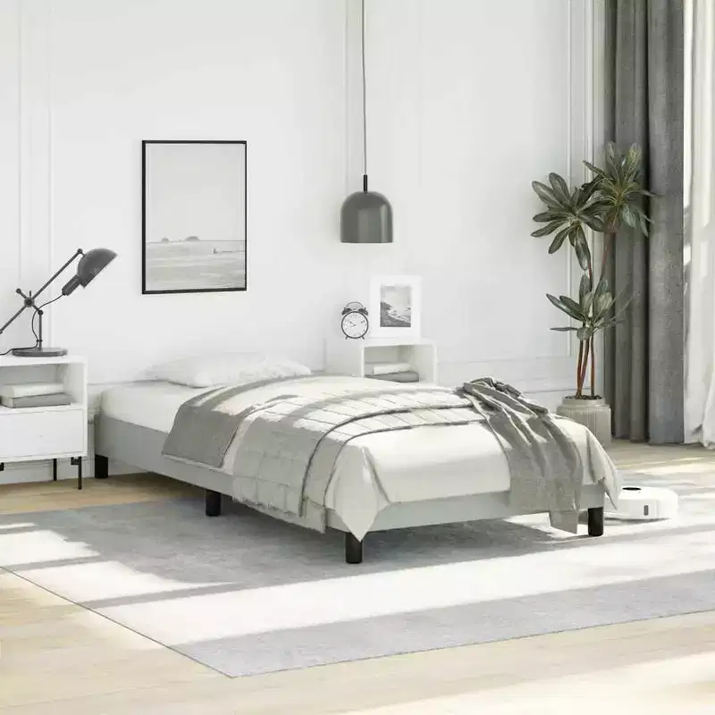 Upholstered Bed Frame, Light Grey