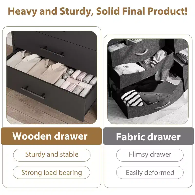 4-Drawer Wooden Dresser  Modern Chest of Drawers with Metal Handles for Bedroom, Living Room, Hallway or Entryway