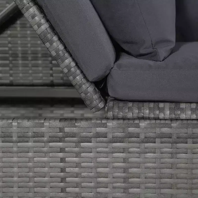 vidaXL Garden Bed Grey PE Rattan 78.7x23.6 in Adjustable Armrests