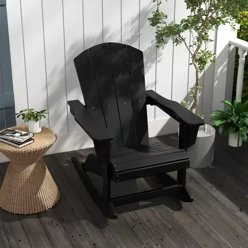Outsunny Outdoor Rocking Chair, HDPE Adirondack Porch Rocker Chair for Garden, Patio