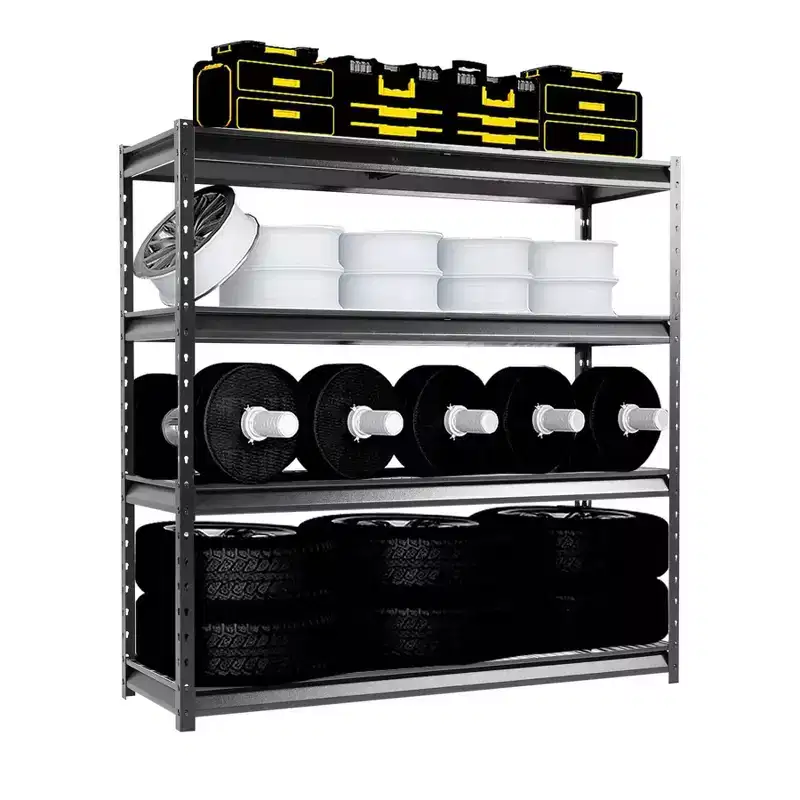 Atlas Shelving 4-Tier 72x24x72 Heavy Duty Garage Shelving Load 12000lbs Hammertone: Steel Utility Storage, Adjustable Shelves