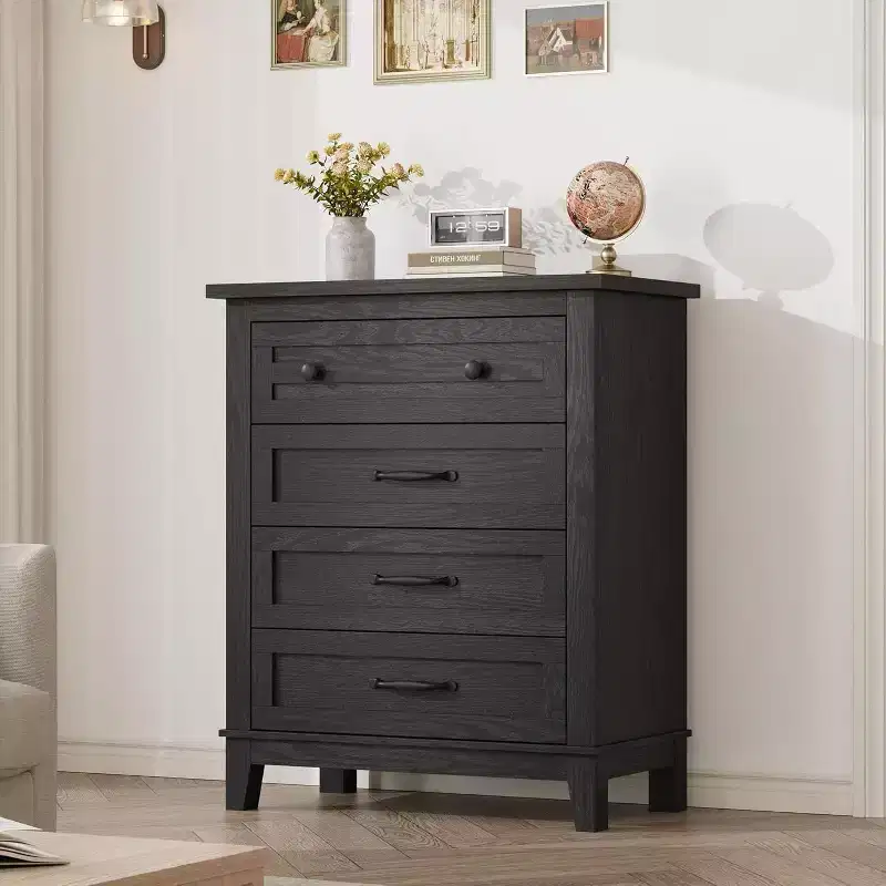 Acekool 4 Drawer Dresser, Tall Vertical Chest with Deep Storage Drawers, Modern Closet Organizer for Bedroom and Living Room