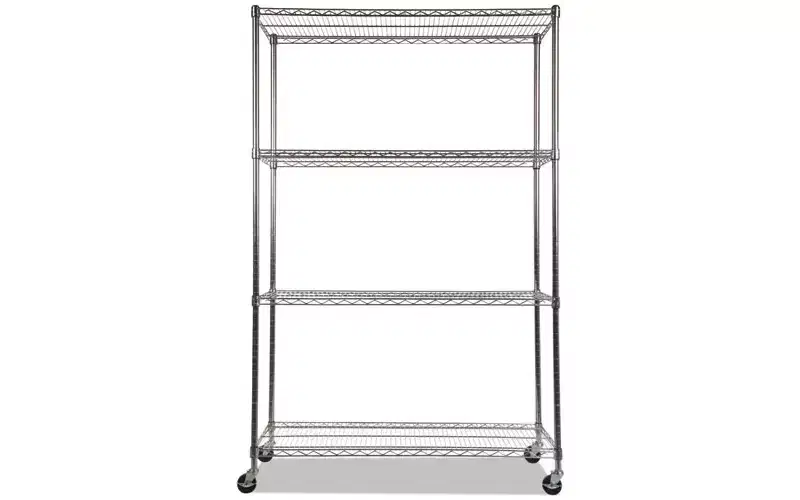 Alera NSF Certified 4-Shelf Wire Shelving Kit with Casters, 48w x 18d x 72h, Silver