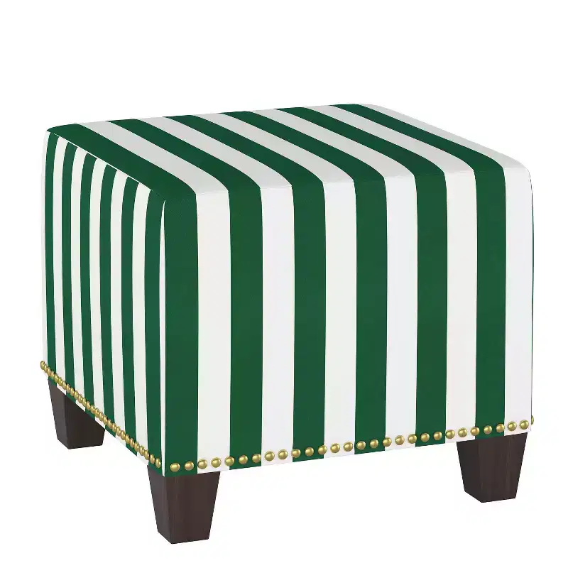 Nail Button Square Ottoman in Patterns