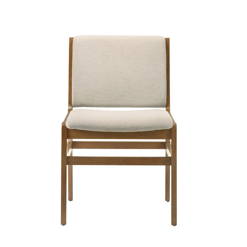 Contemporary Upholstered Dining Chair with Rubberwood Frame, Set of 2