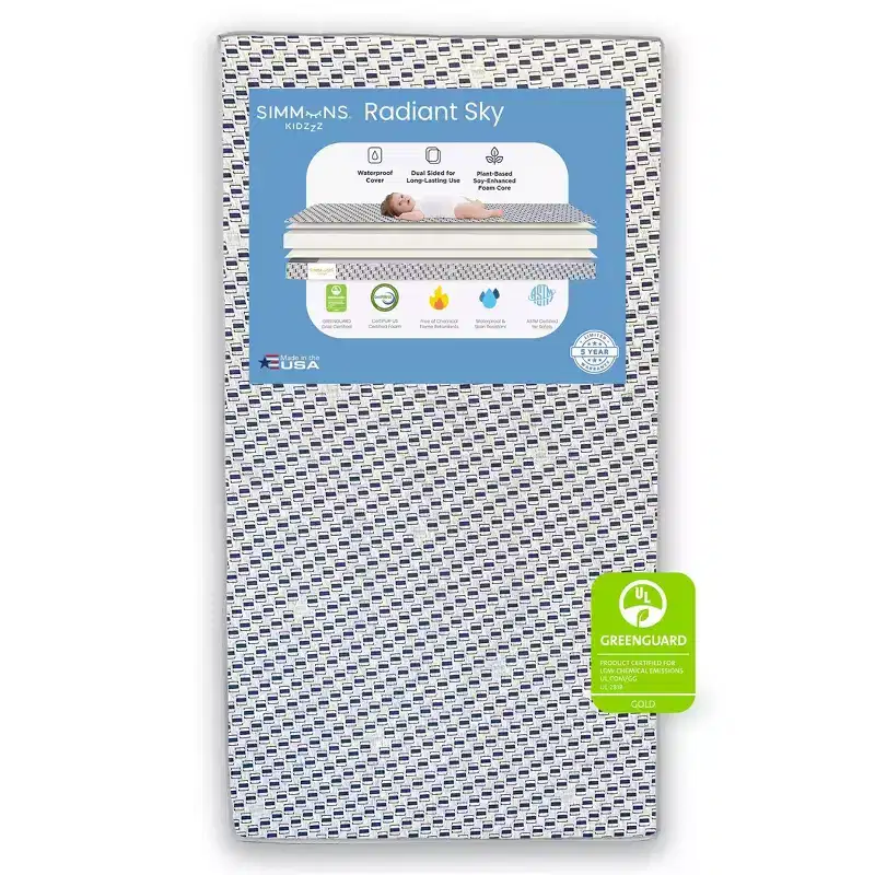 Kids' Dual Sided Baby Crib Mattress and Toddler Mattress - Radiant Sky: Firm, High-Density Foam, Waterproof Cover, 8.5 Lbs