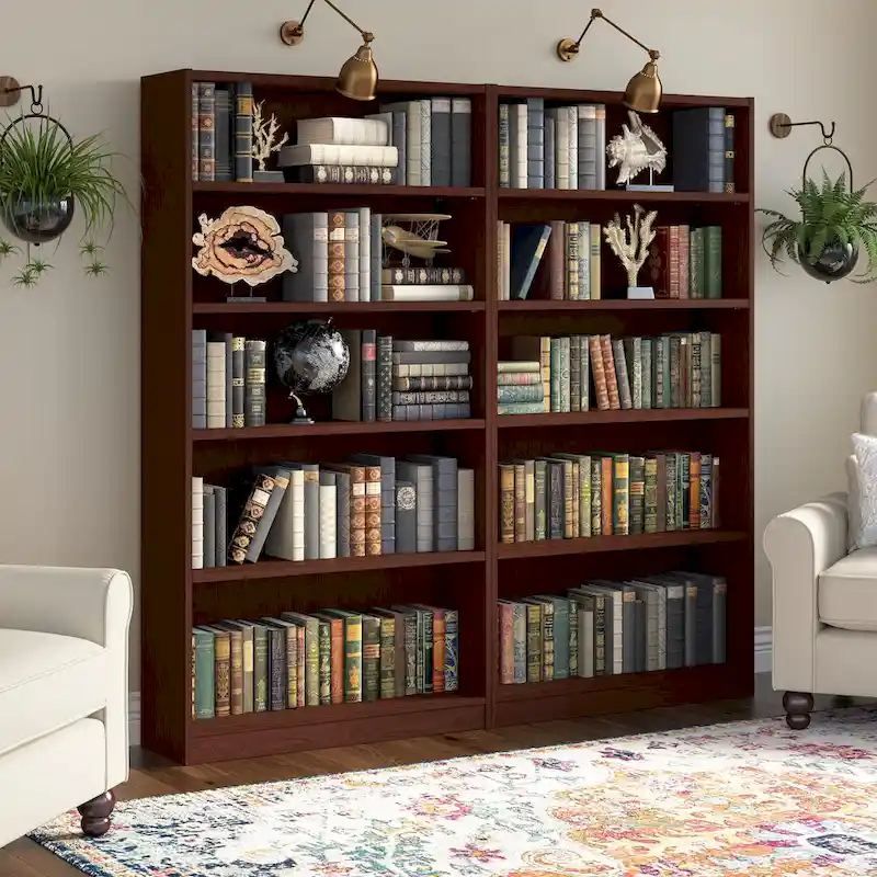 Tall 5 Shelf Bookcase with Adjustable Shelves