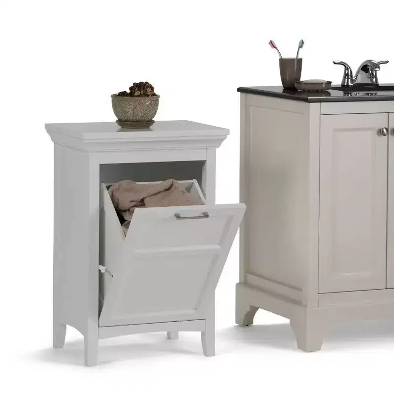 Laundry Hamper with Storage Cabinet – White