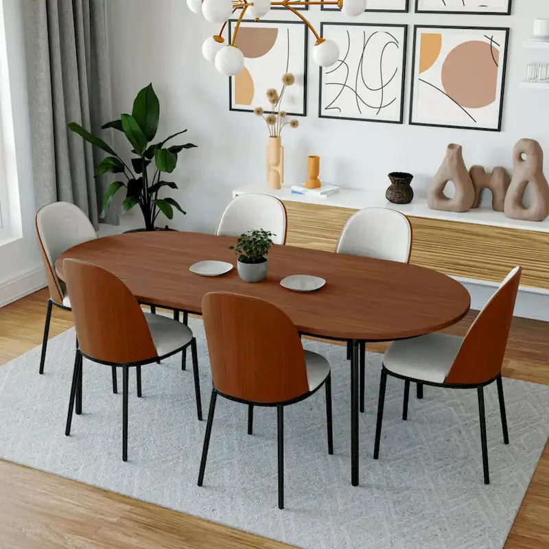 LeisureMod Tule Dining Side Chair with Upholstered Seat and Back
