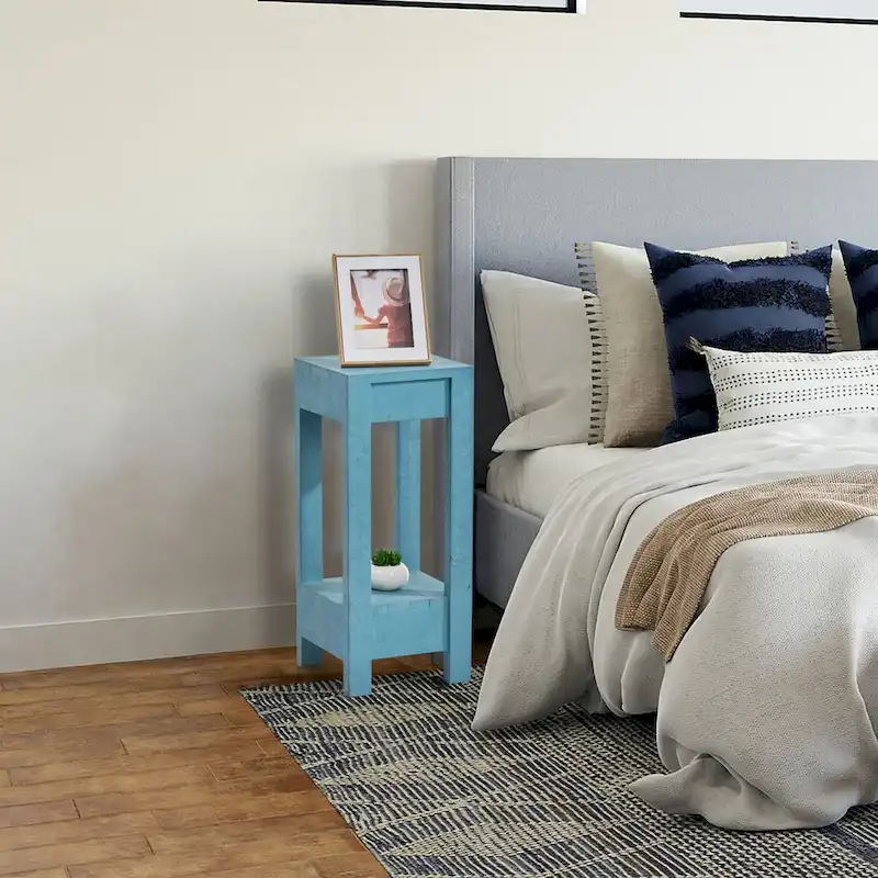Rustic Farmhouse Solid Wood Accent End Table Sofa Side Table - 11 W x 26 H
