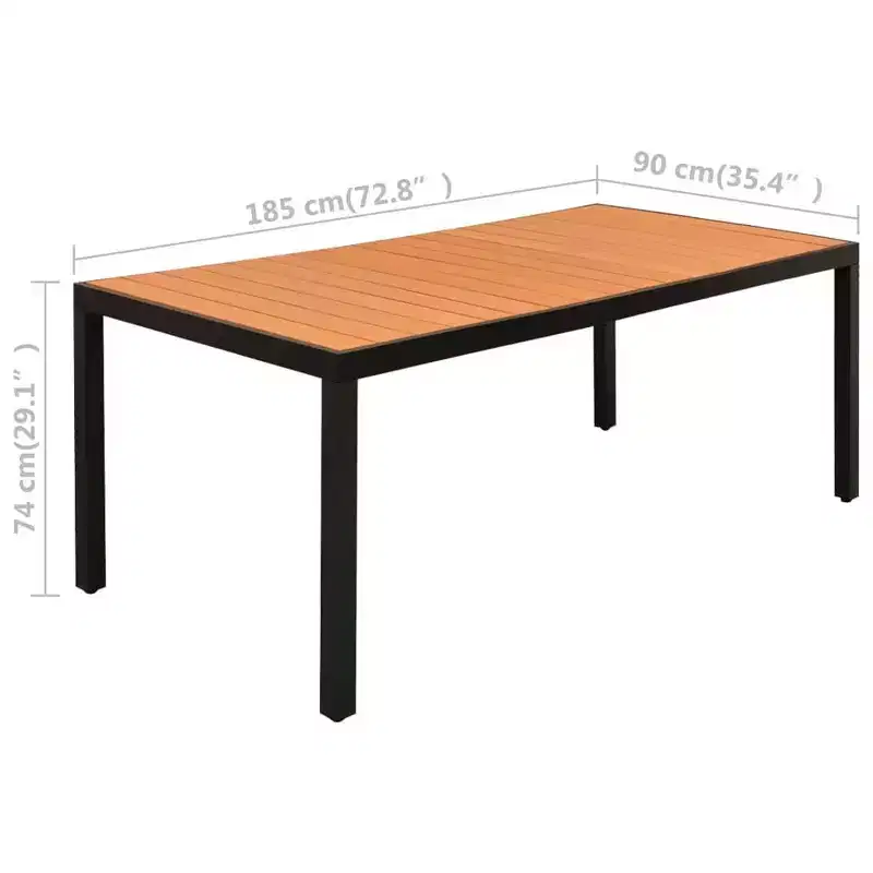 vidaXL Dining Set Black and Brown PE Rattan, Aluminum, WPC