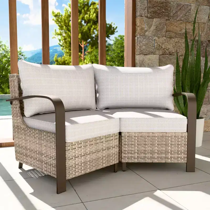 EAGLE PEAK Coastal Vista Patio Outdoor Wicker Love Seat, Patio Conversation Set Wicker Rattan Sofa Chair Set