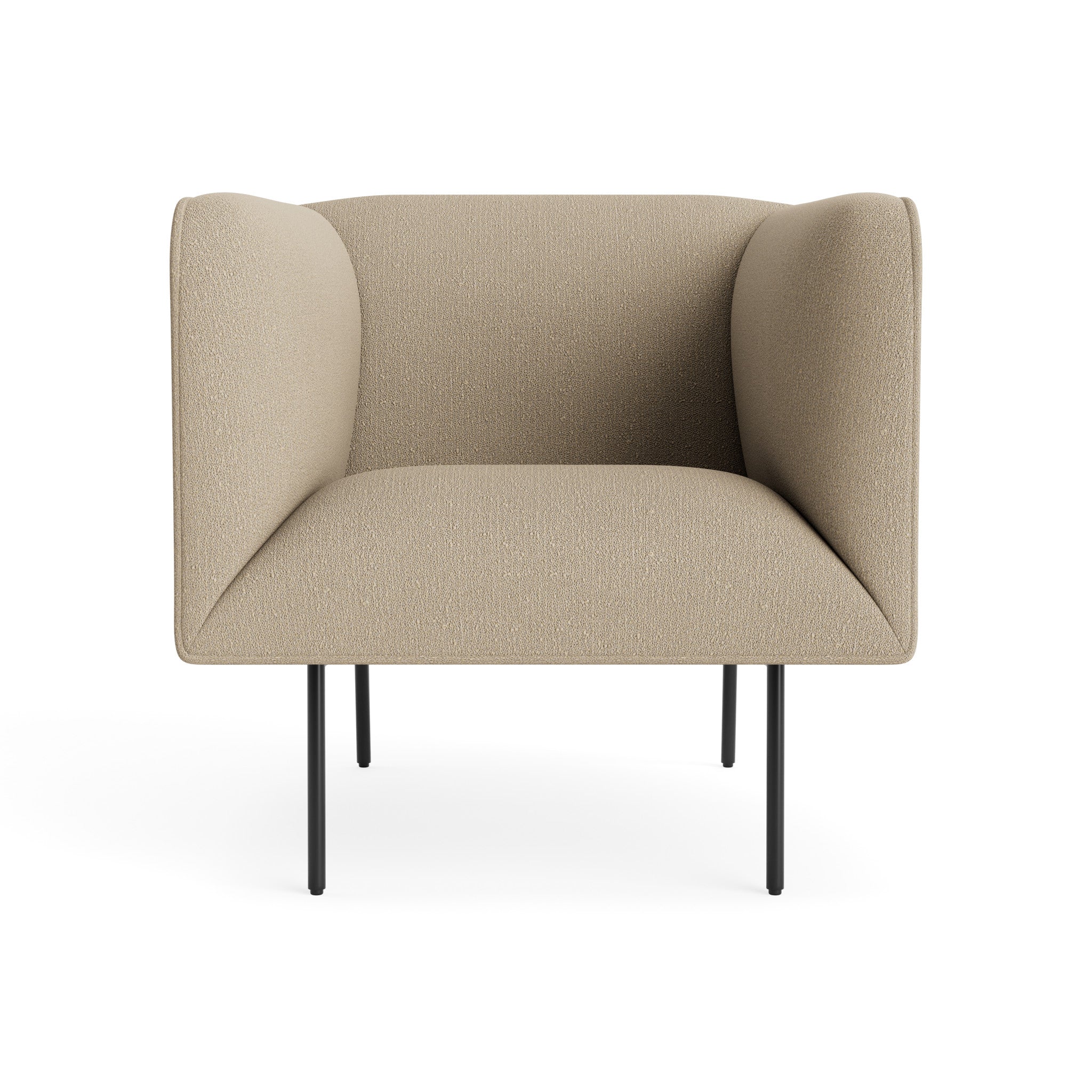 Modern Camel Velvet Lounge Chair with High Back & Piped Seams for Living Room