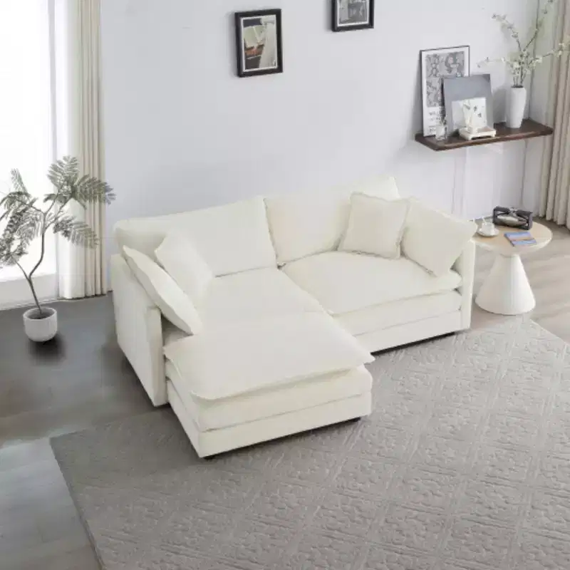 Chenille Loveseat with Ottoman and Footrest: Ideal for Small Spaces