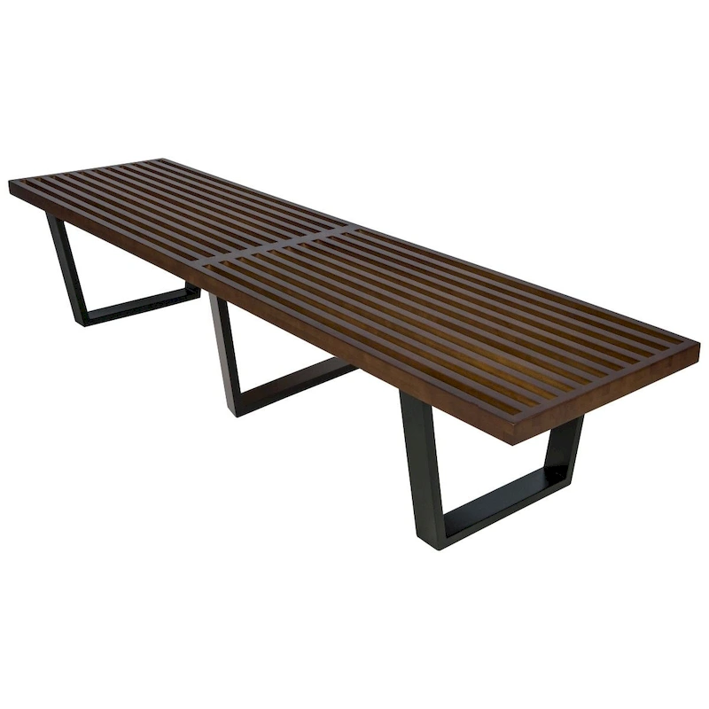 Solid Wood Entryway Bench Rubberwood Platform Vanity Bench with Slatted Design for Living Room & Bedroom Furniture