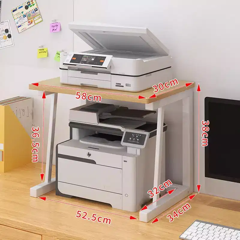 Two-Tier Wooden Printer Stand - Multifunctional Desktop Organizer for Office and Home