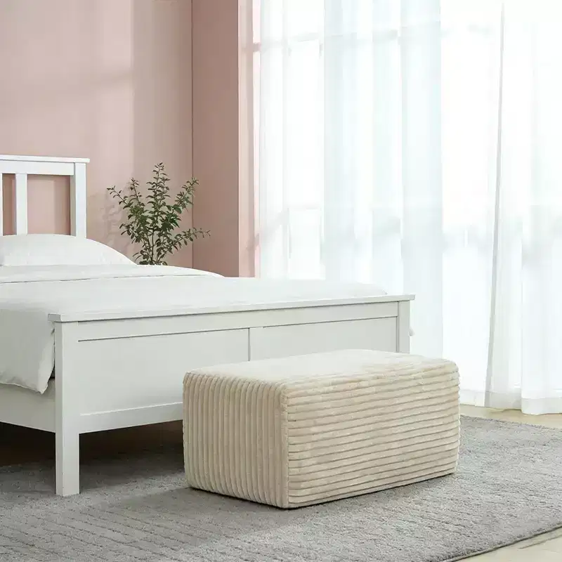 AEELLEEA Plush Ottoman Upholstered Cloud Ottoman Comfortable Supportive Modular Sectional Couch for Living Room Beige