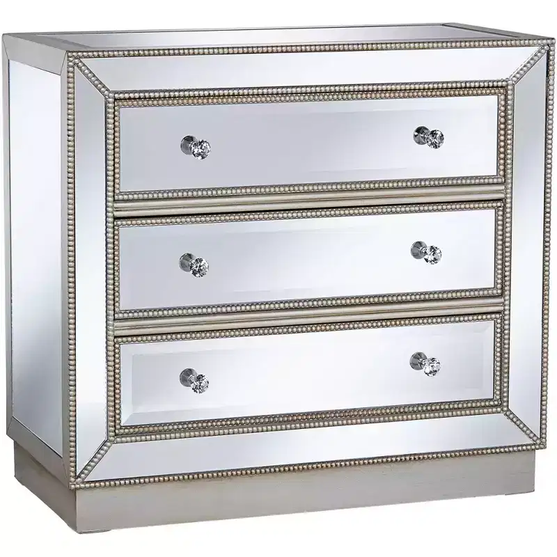 Coast to Coast Trevi 32 Wide 3-Drawer Silver Mirrored Accent Chest