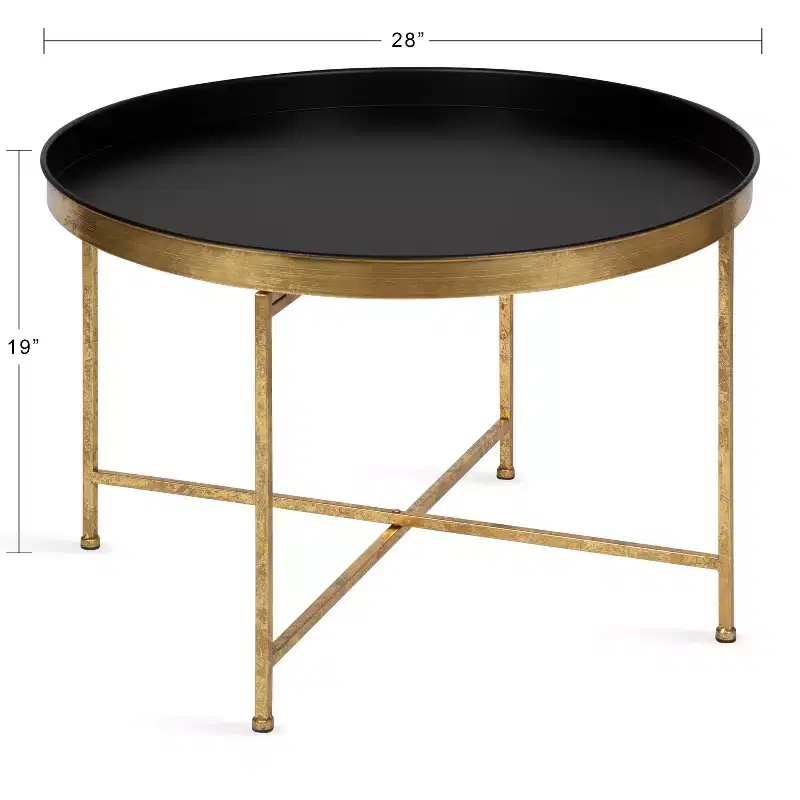Round Metal Coffee Table Gold & Black – 28