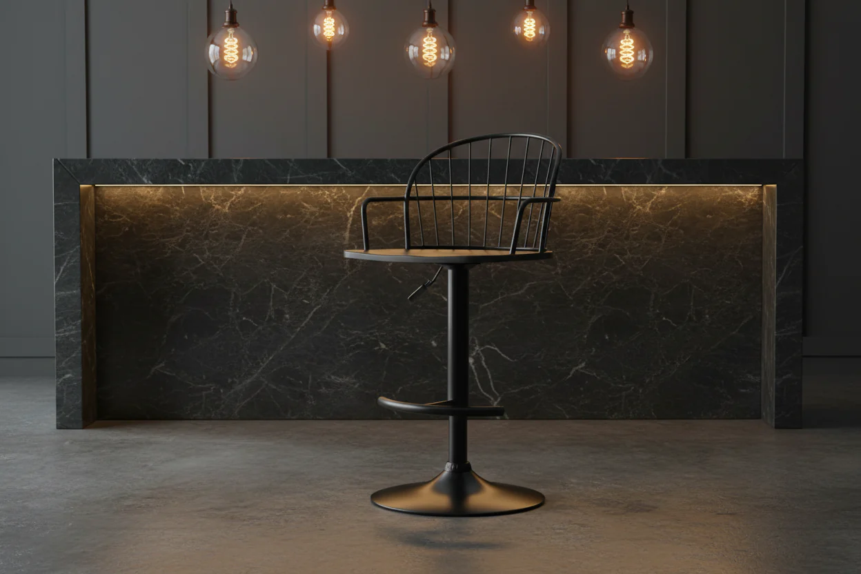 Adjustable Height Metal Barstool with Footrest
