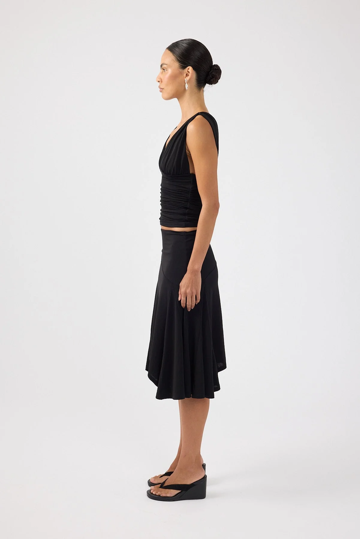 Asymmetrical Midi Skirt Black