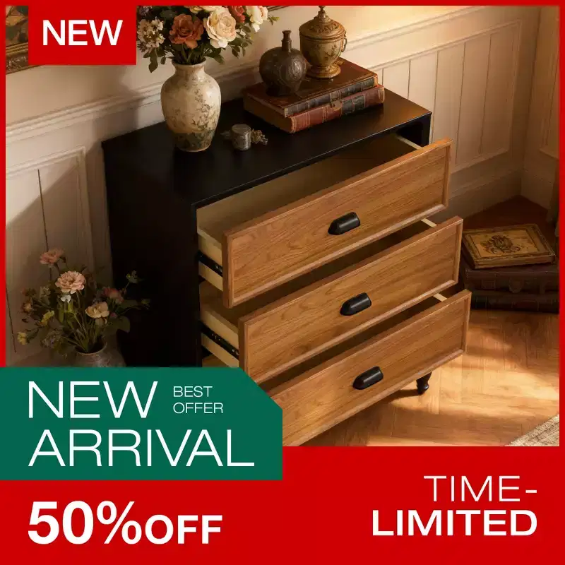 Luck Live Farmhouse Solid Wood 31.49 Vanity Table with 3 Storage Drawers