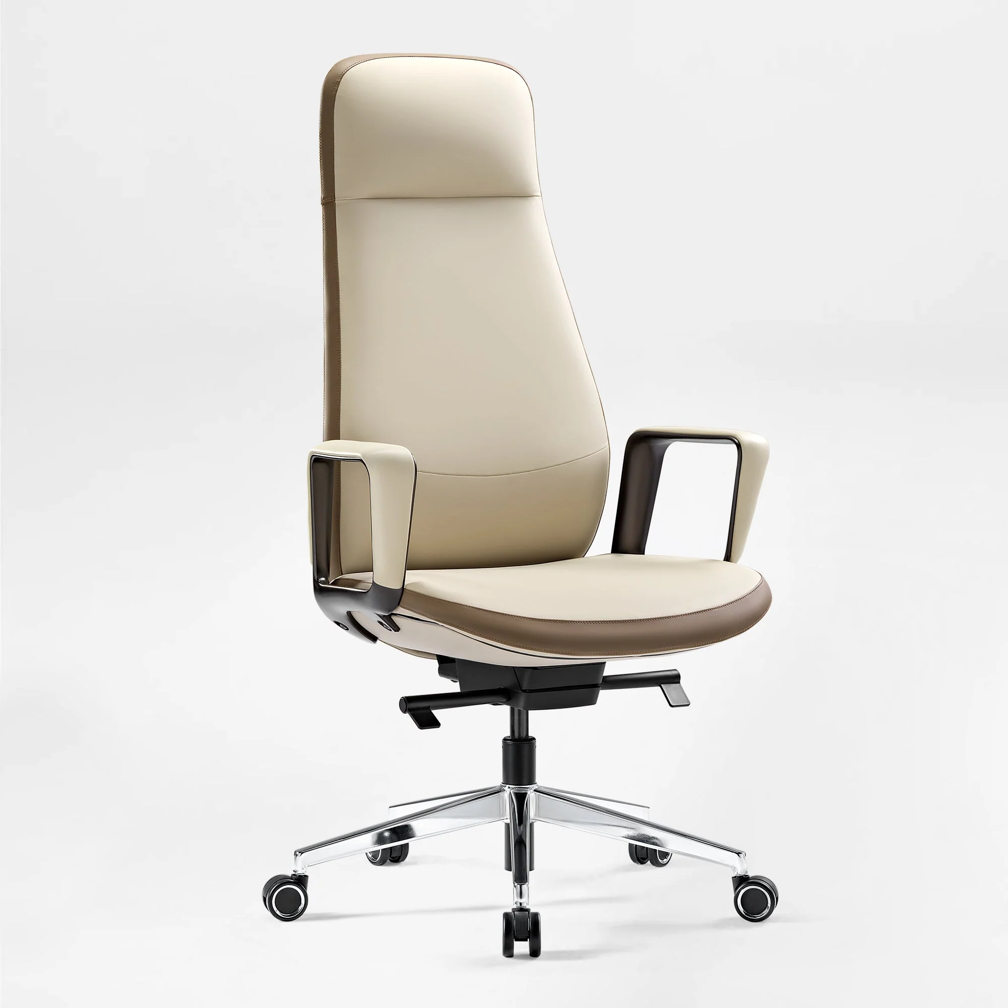 Solid Wood Arm Task Office Chair - Retro PU Leather