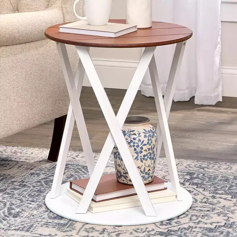 The Lakeside Collection Round Two Tone Rustic Style Accent Table 19 Dia x 21.5H -