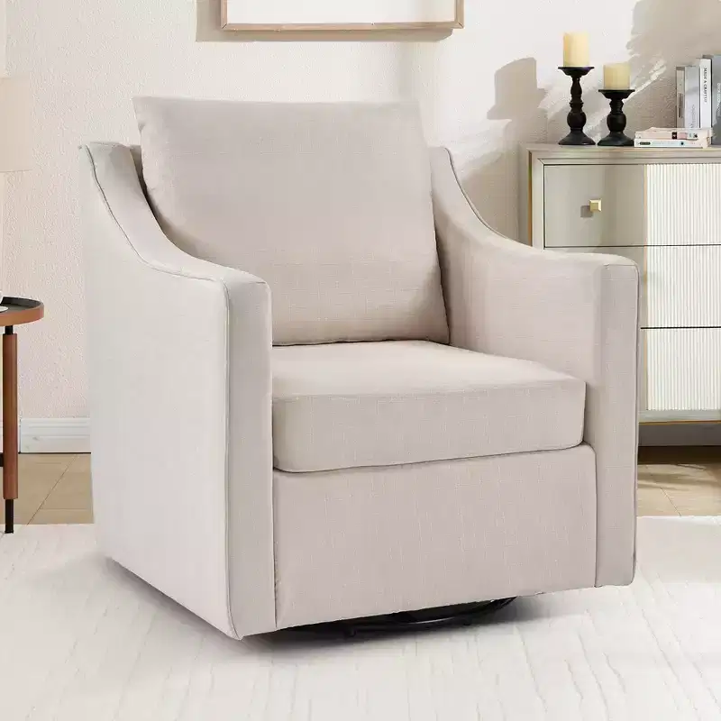 Bestier Swivel Accent Square Chair with Thick Padded Backrest Cushion, Lounge Reading Chair for Living Room Bedroom Small Spaces