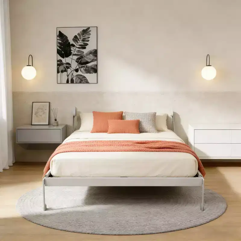 Convertible Queen Size Bed Frame with Integrated Desk