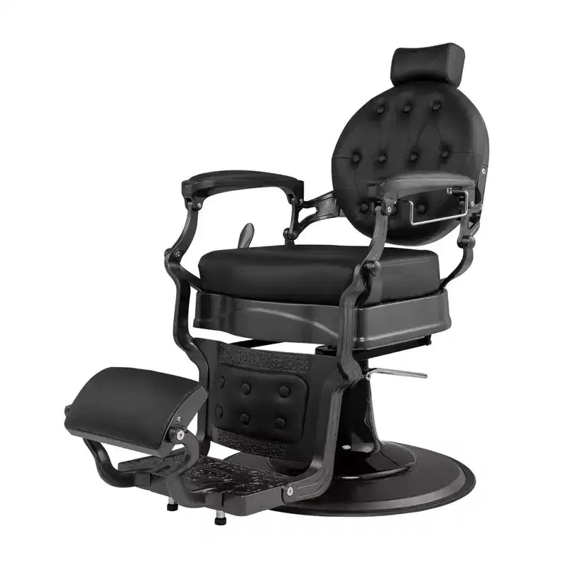 Karl Home Black with Gold Vintage Style Heavy Duty Hydraulic Recline Barber Chair