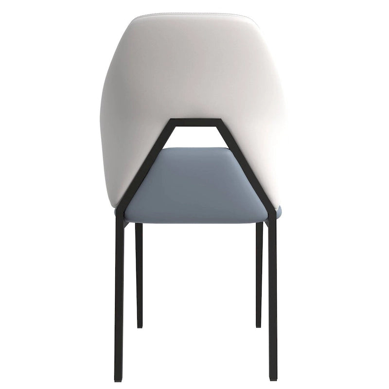Leather Dining Chair in Black Iron Modern Upholstered Accent Kitchen Side Chair