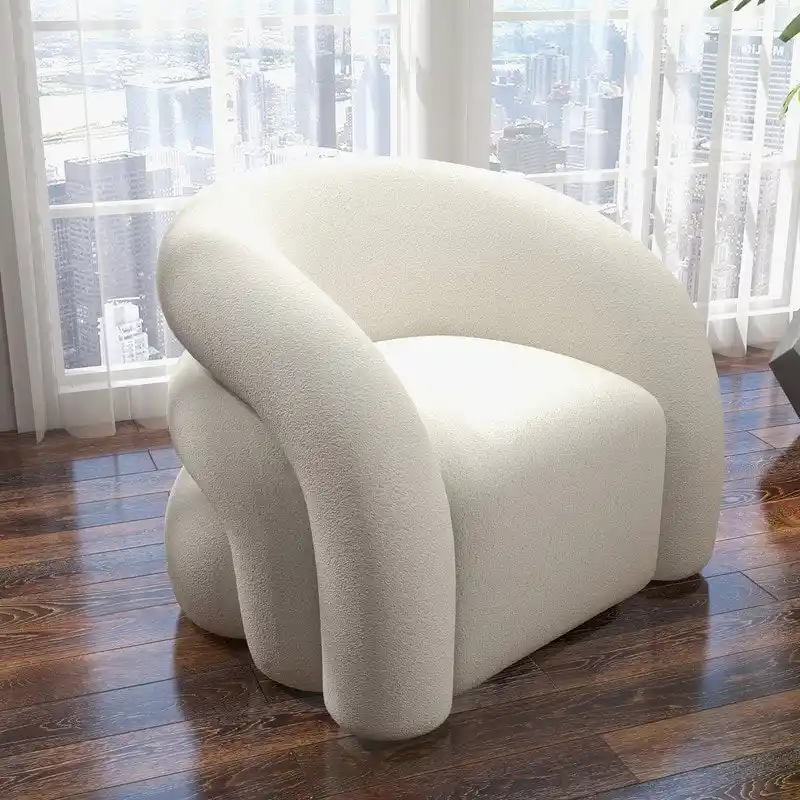 Modern Glam 360 Degree Swivel Teddy Upholstered Accent Armchair with Tufted Back