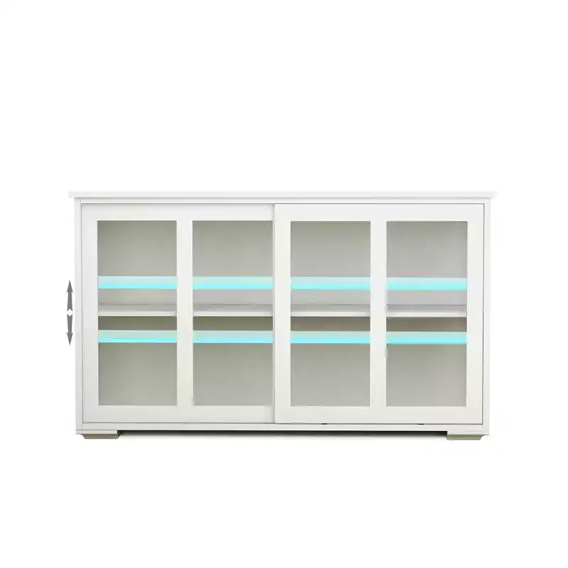 Kitchen Storage Cabinet With Sliding Glass Door, Adjustable Shelf, Wooden Storage Stand Sideboard Buffet Cabinet