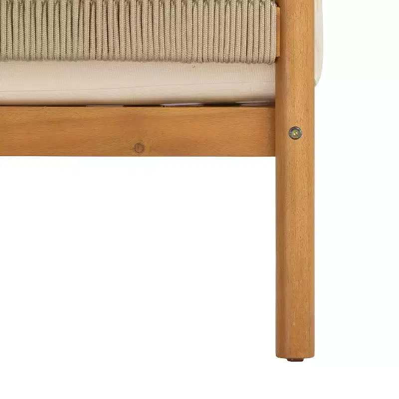 Christopher Knight Home Bradley Patio Modern Acacia Wood Club Chair Woven Rope Panels and Cushions